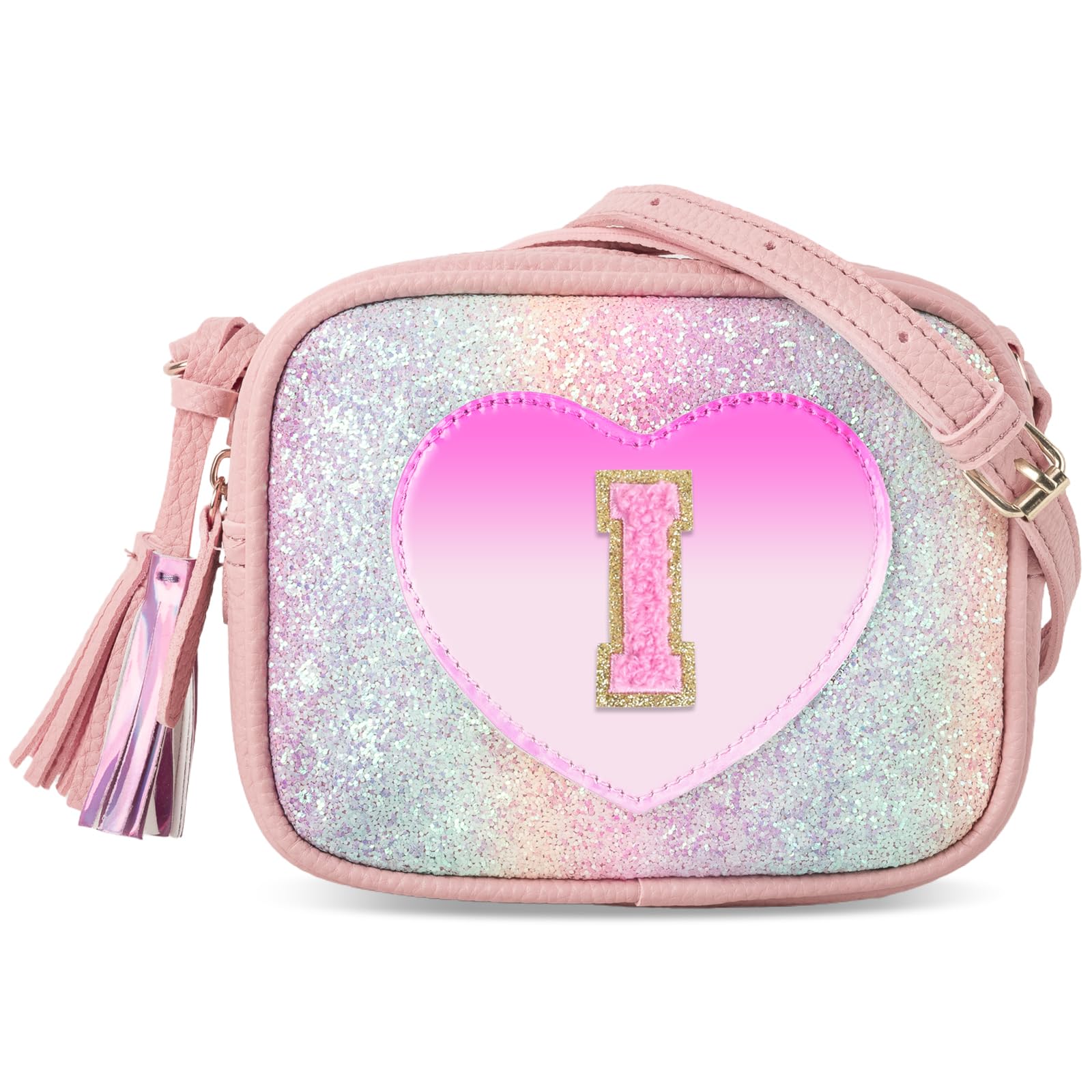 Little Girls' Birthday Gifts: Heart Crossbody Bags with Tassel - Personalized Initial Purse for Teens, Daughters, Sisters (Ages 2-10)
