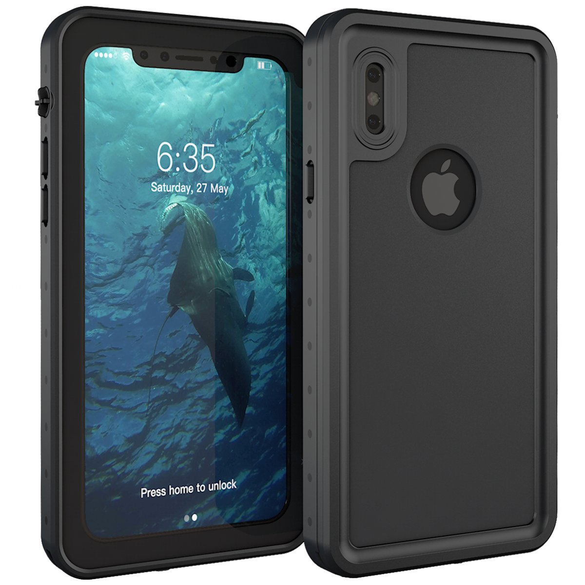 iPhone X Waterproof Case, Underwater Full Body Protective Cover Snowproof Dirtproof Shockproof IP68 Certified Waterproof Case for iPhone X/10 2017 Release (Black)