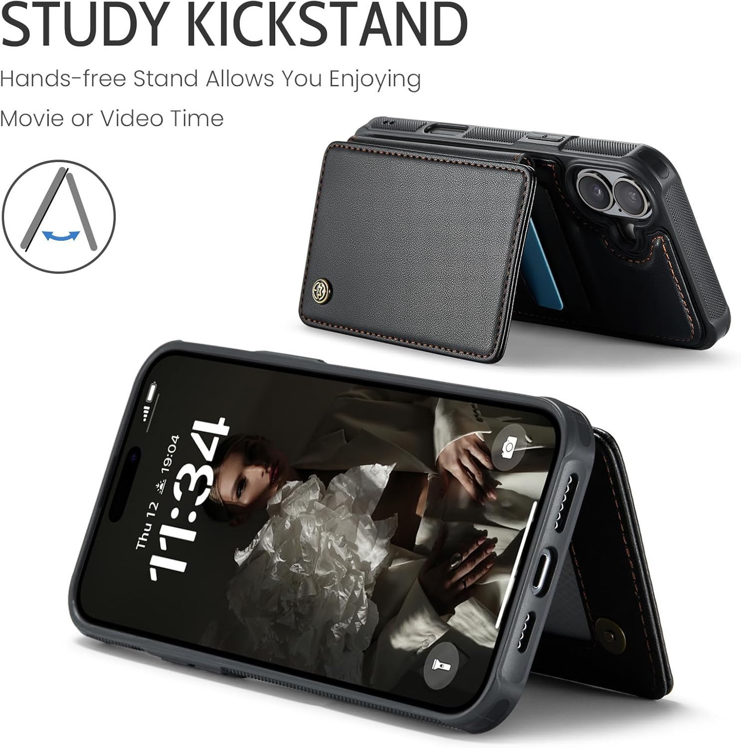 Kowauri for iPhone 17 Case, PU Leather Wallet Case for Women Men with RFID Blocking Card Holder Slot Magnetic Closure Shockproof Phone Cover for iPhone 17, Black - Image 5