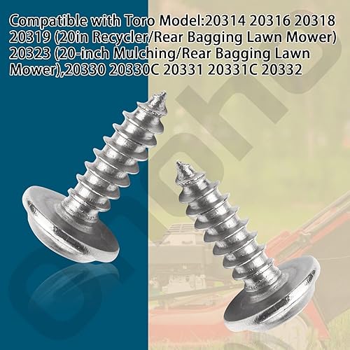 Miniatura 7 de Paquete de 4 tornillos de protección de arrastre 117-1092 para cortacésped Toro. Compatible con: modelo 07349 10603 10604 10641 10627 10625