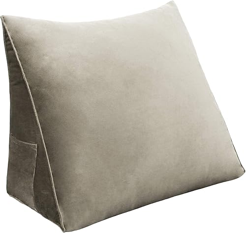 homecozy Almohada triangular de lectura y reposo en cama cojín de respaldo de soporte lumbar para sentarse en la cama sofá o silla terciopelo de 24