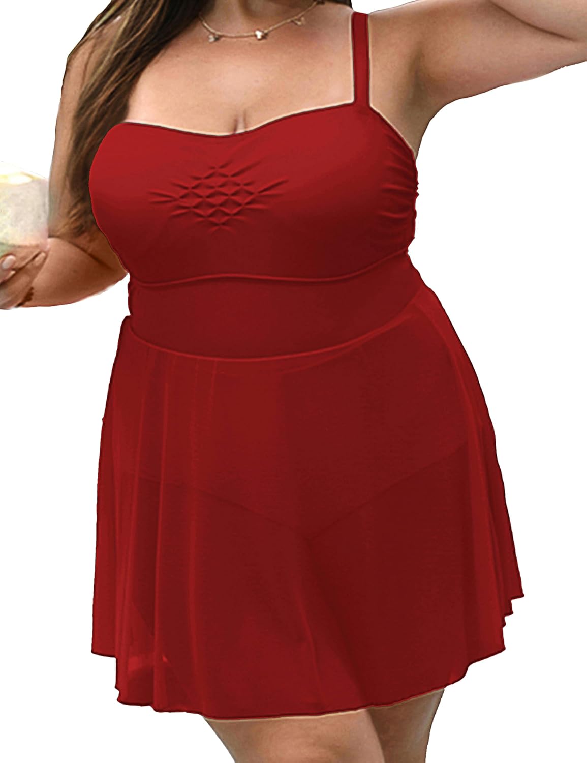 Plus Size Swim Dress One Piece Bathing Suit Romper Swimsuits Tummy Control Modest Swimwear Swimdress for Women