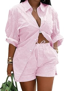 Ulovmi 2 Piece Sets For Women Summer Striped