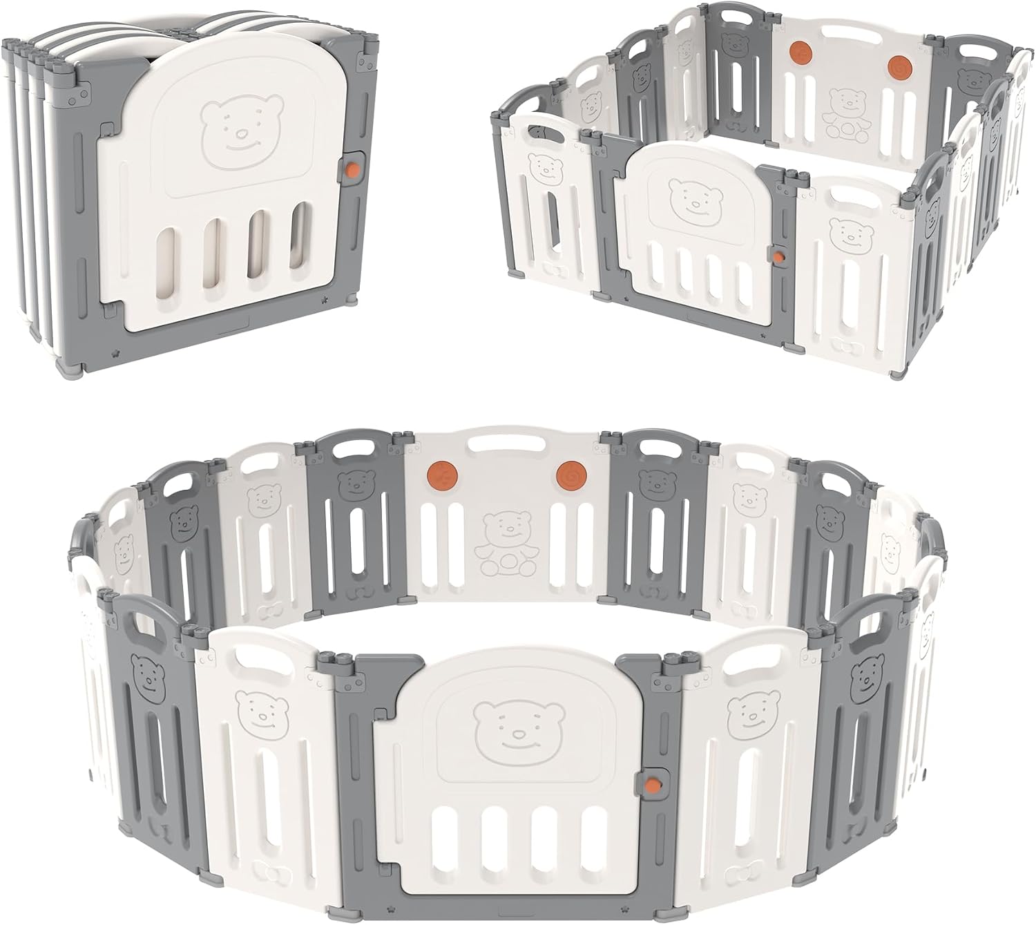Baby playpen 14 panels Baby Play Pen Extra Large Foldable baby play yard for Babies and Toddlers, Activity Centre Safety Play Yard Portable Baby Fence Indoor Outdoor white/Light grey