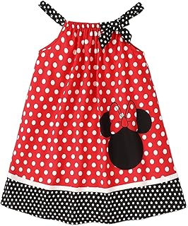 Mickey and Friends Minnie Mouse Toddler Girl Dress Polka Dot Print Bow Shoulder Strap Birthday Summer Outfit 2-6 Years - Buy now