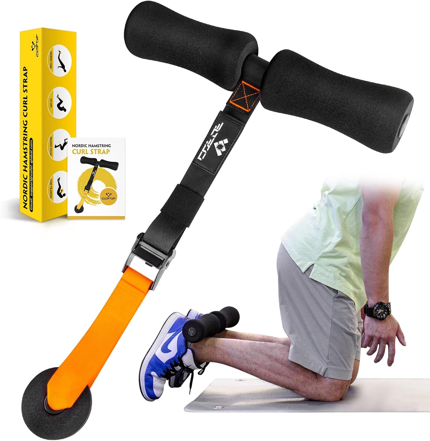 COFOF Nordic Hamstring Curl Strap, Nordic Curl Strap Holds 420 Pounds