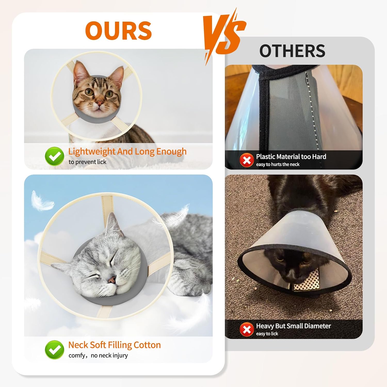 Cat Cone Collar Soft- Adjustable Comfortable Air Mesh Recovery Cone After Surgery to Stop Licking and Scratch, Alternative to Plastic Elizabethan Collar for Cat, Whiskers Freedom (Grey, XS) image 4