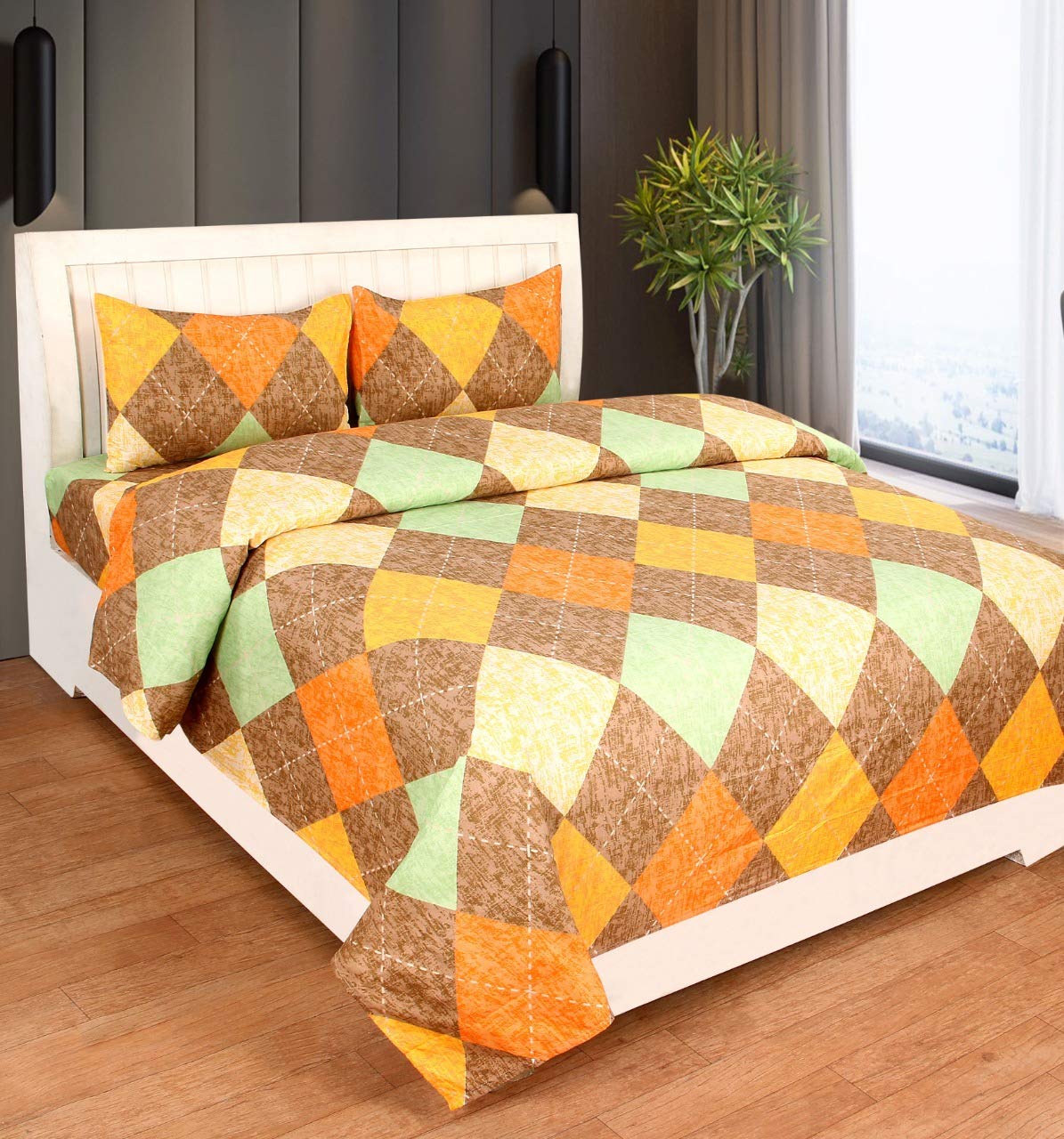 JEBY bedsheet for Double Bed, bedsheet for Queen Size Bed with 2 Pillow