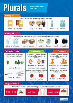 Daydream Education Plurals English Poster - Gloss Paper - Large Format 33 x 23.5 - Language Arts Classroom Decoration - Bulletin Banner Charts