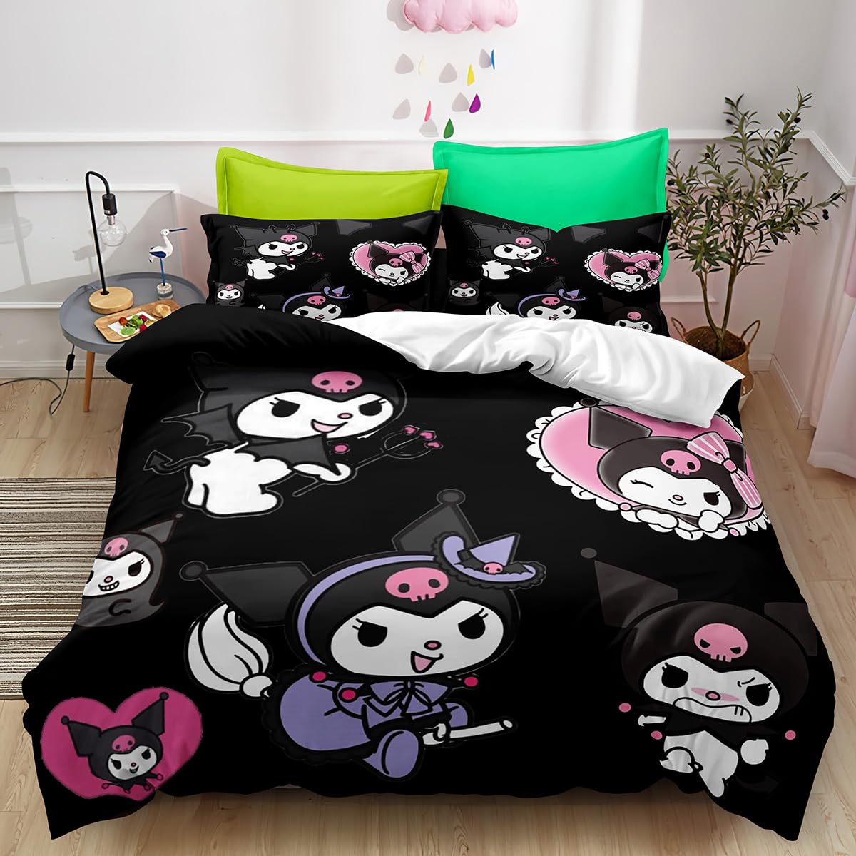 Xyrxaric 3pcs Bedding Setkuromi Comforter Duvet Cover Set 