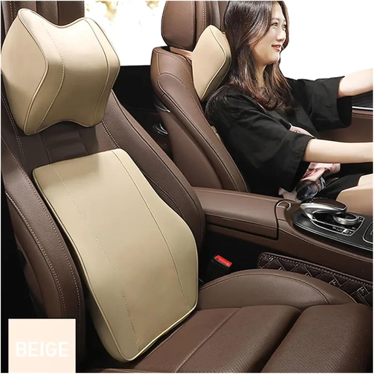 Car Headrest Pillow - Memory Foam Neck and Shoulder Support Cushion for All Cars(Black Waist 1pc)