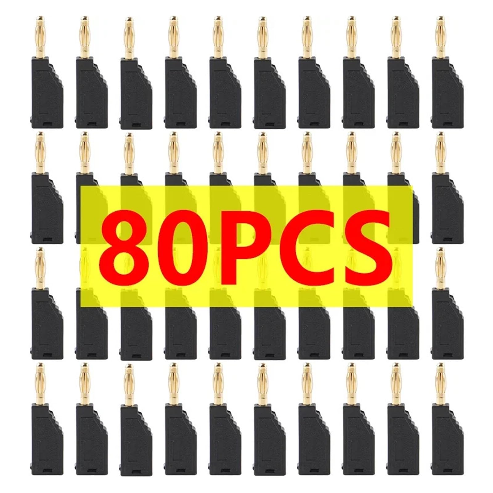 Lot de 20/80 fiches bananes empilables en cuivre nickelé de 2 mm, connecteurs électriques à souder, outils de bricolage(80 Black)