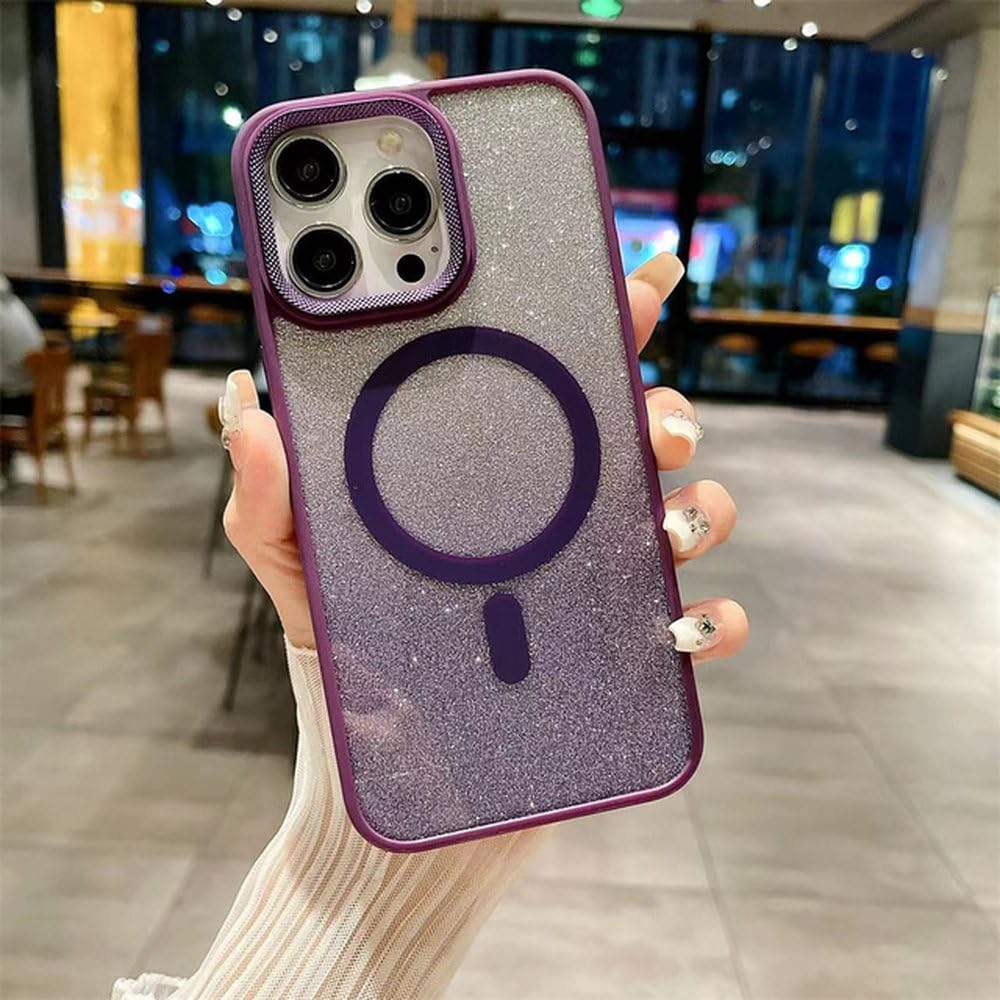 Coque de téléphone magnétique anti-choc iPhone 13 évite les rayures dégradé violet - 7