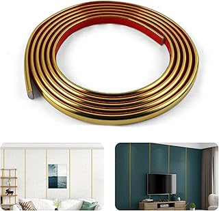 Self Adhesive Flexible Molding Trim,Peel and Stick Trim,Quarter Round Molding Trim for Wall Edge Corner, Cabinet Edge, Ceilings Edge, Countertops,Corner Decor and Mirror Decoration(10feet/Gold)
