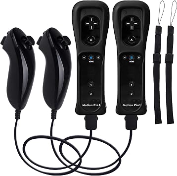 Motion Plus Wii Controllers 2Packs with Nunchucks, Wii Remote Controllers Compatible for wii and Wii U with Built in Motion Plus