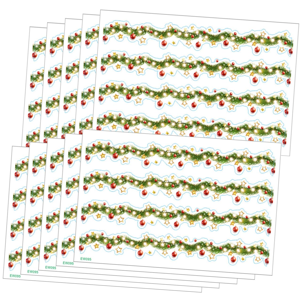 DOITOOL 5 Juegos Pegatinas De Pared Con Forma De Cintura De Flores Tiras De Luces Navideñas Decoraciones Guirnaldas Iluminadas Pegatinas Para Borde De Armario Remolinos 10 hojas * 5