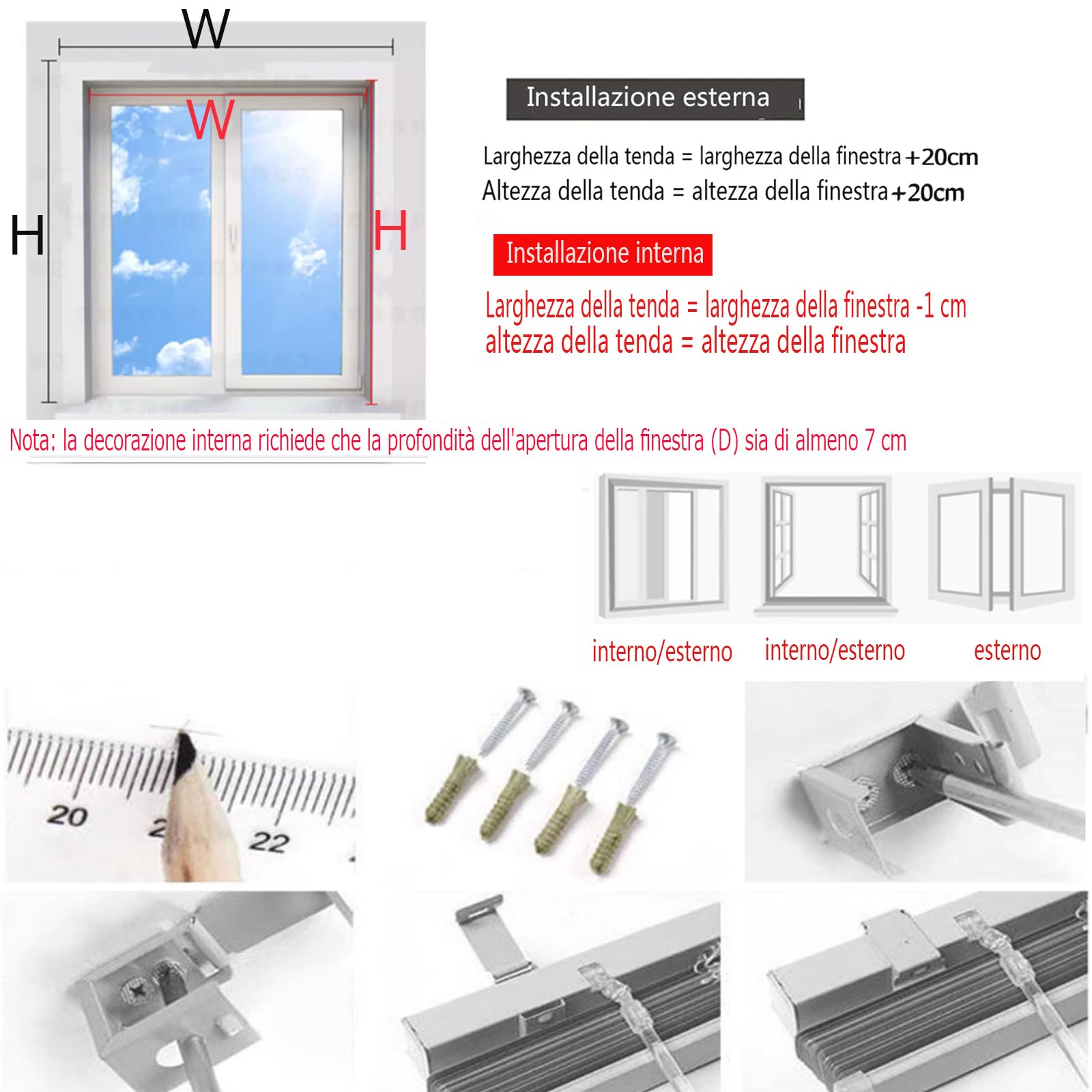 Tende Veneziane di Alluminio,Tende Orizzontali Oscuranti a Lamelle da 25mm,Veneziane da Interno per Privacy e Protezione,Personalizzato,Larghezza x Altezza (180cm x 280cm)