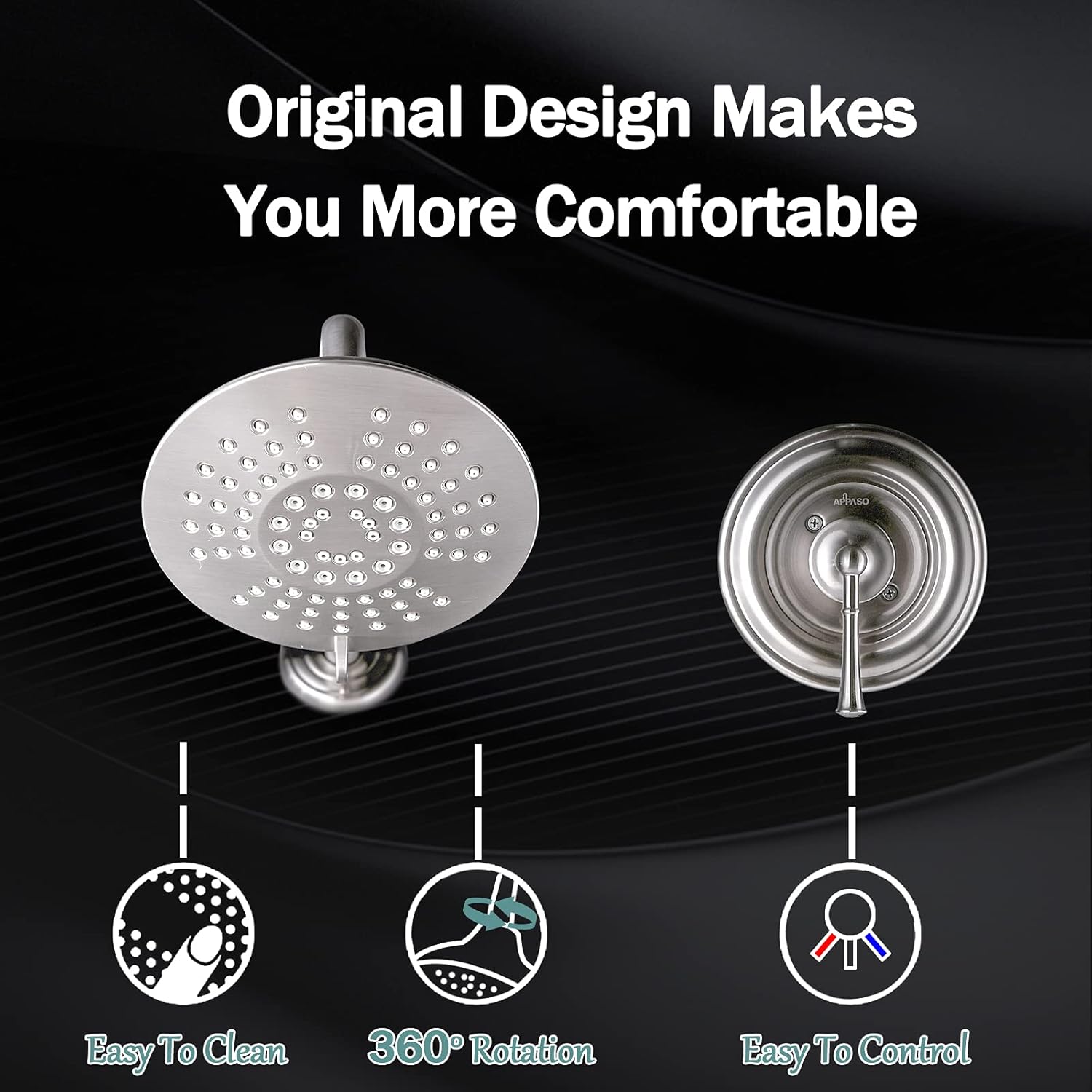 Flash Deals - 80% OFF APPASO Stainless Steel Brushed Nickel Shower Faucet and Tub Spout (Valve Included), Shower system with 5-Function Spray Head, Single Handle Bathroom Rainfall Shower Trim Kit Wall Mount, AP-APT127BN