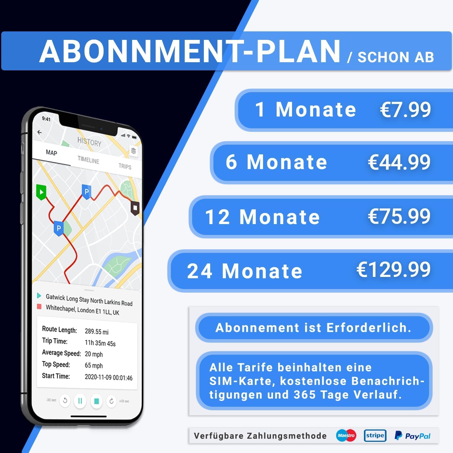 GPSLive 104 Pro,Tracker GPS magnétique,Pour voiture, camping-car, voiture,Installation facile,Suivi en direct avec application,Pas de SIM nécessaire,Transmetteur GPS de voiture GPS,Tracker GPS
