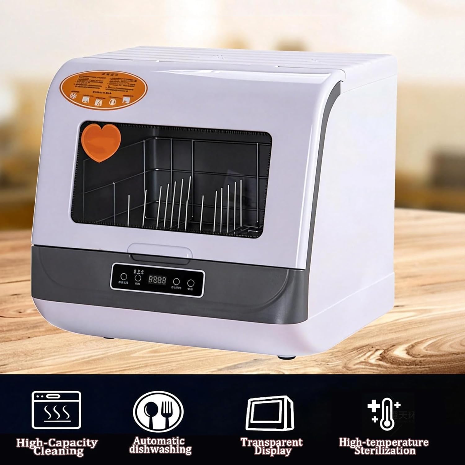 Countertop Dishwasher,Portable Mini Dishwasher With Transparent Viewing Window, 4 Wash Cycles, 360° Lower Spray Arm, And High-temperature Hot Air Drying At 75°f,automatic Water Refill