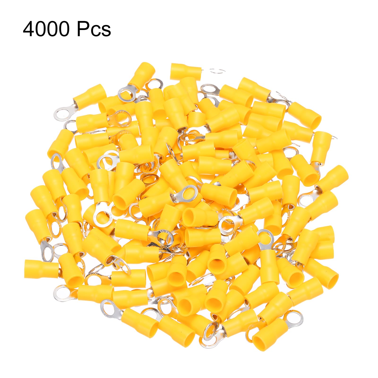 QUARKZMAN 4000 Piezas Conector de Anillo Aislado de Cable Terminal de Engarce Eléctrico 14-12 AWG para Proyectos Eléctricos Amarillo