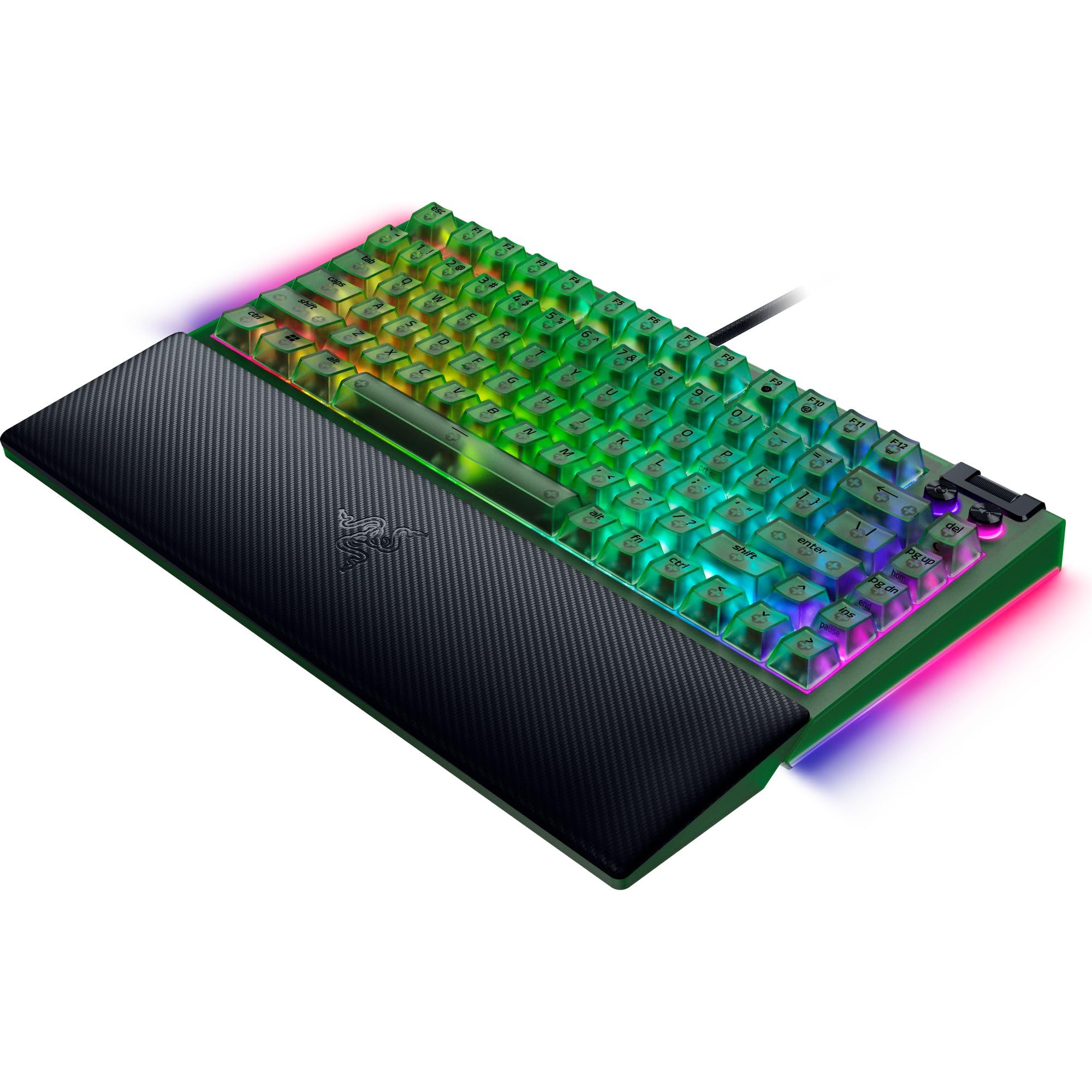 Razer BlackWidow V4 - Tastiera meccanica da gioco 75%, design hot-swap, compatta e resistente, interruttori tattili arancioni, Chroma RGB, MF Roller e tasti multimediali, comodo poggiapolsi, verde