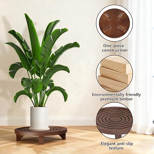 Miniatura 3 de Paquete de 3 soportes de madera para plantas de interior, elevador de plantas, de varios tamaños, soportes decorativos para plantas, taburetes, mesa