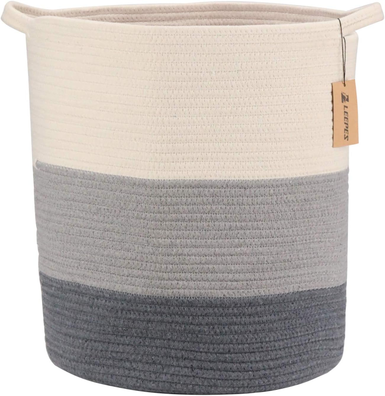 LEEPES Extra Large Storage Baskets Cotton Rope Basket Woven Baby Laundry Basket with Handle for Toy Cute Neutral Home Decor Addition Diaper Toy