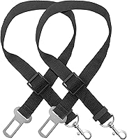 TYTDOUTER Adjustable Dog Seat Belt 2-Pack: Heavy-Duty Nylon Car Harness Leash, Universal Fit for Small to Large Pets in Cars, SUVs, Trucks - Black