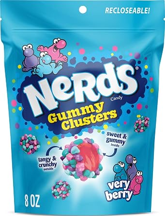 Nerds, Gummy Clusters Candy, Very Berry, Crunchy and Gummy, 8 Ounce
