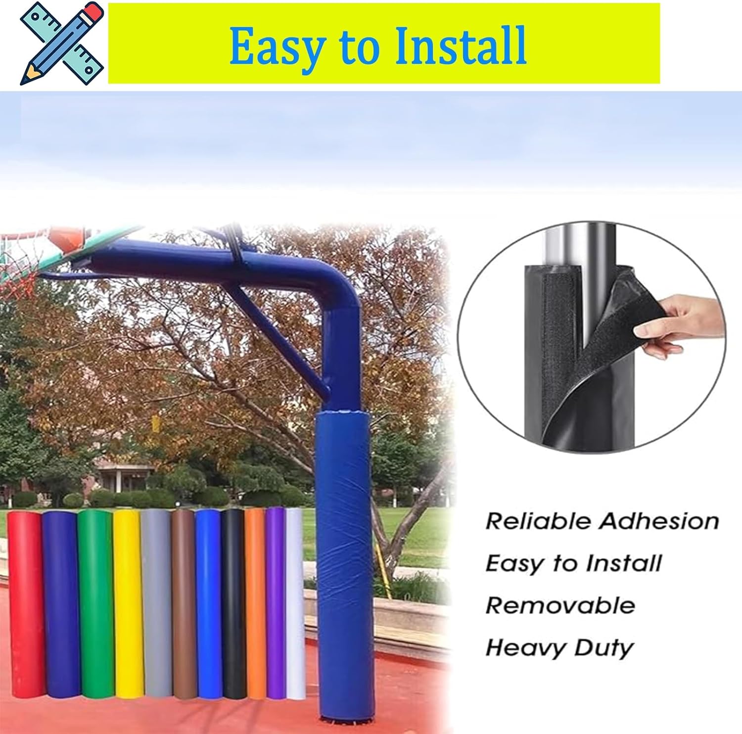 Heavy Duty Basketball Pole Pads, Tall Round and Square Pole Pad,Fits Round Size Poles,Weather Pad.