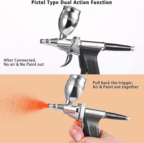Miniatura 5 de Pistola de disparo de aerógrafo Cepillo de aire de doble acción con agujas de 0.016 in 2CC5CC13CC Copa para pintar