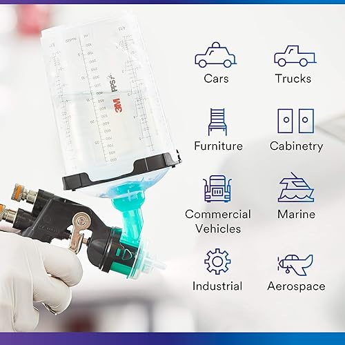 Miniatura 6 de 3M PPS 2.0 Kit de taza, tapas y forros para pistola pulverizadora, 26325, grande, 28 onzas, filtro de 125 micrones, uso para automóviles, muebles,