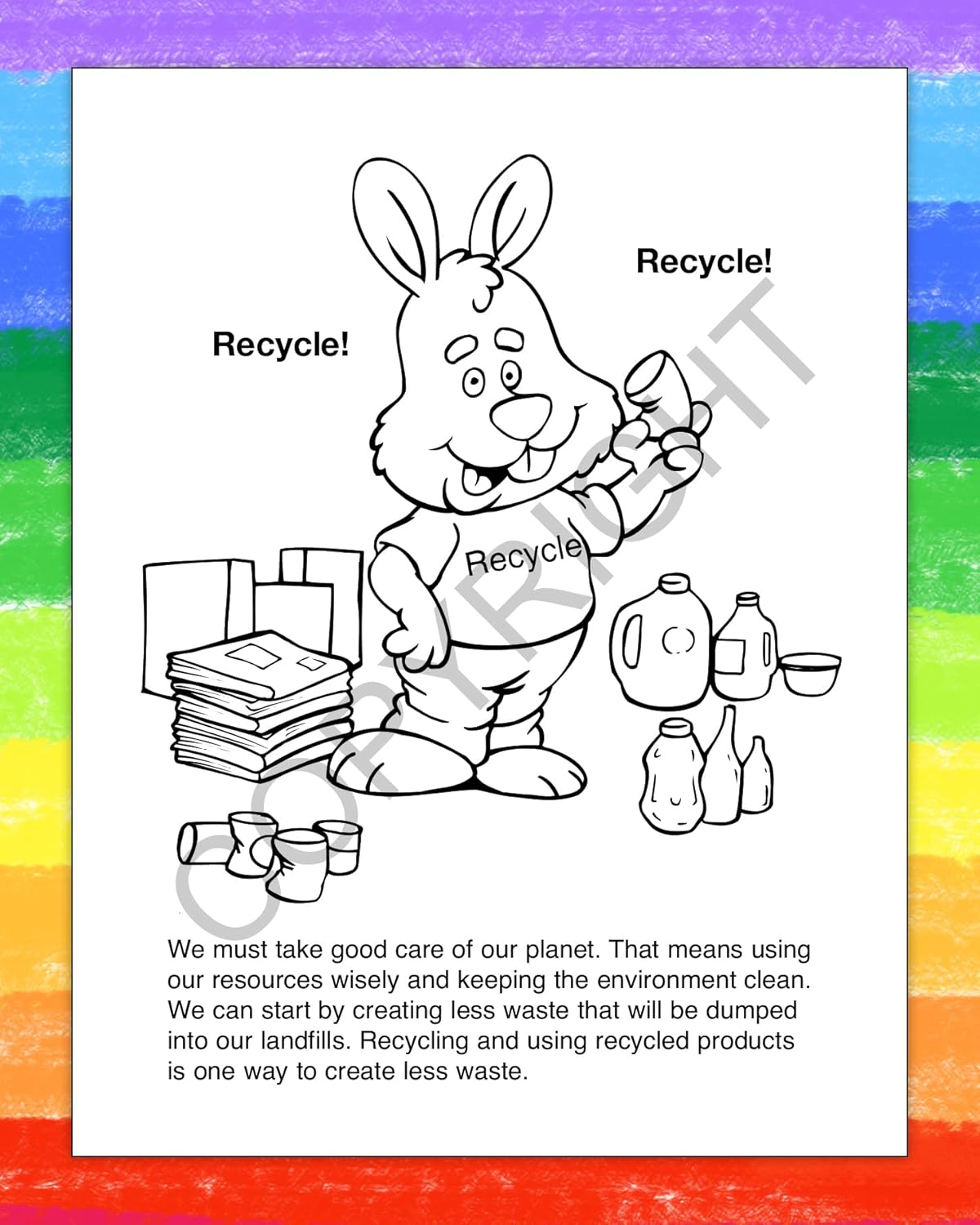 ZOCO – Keep Our Environment Clean – Custom Coloring Books (250 Bulk Pack, Without Crayons) – Conservation, Recycling – Earth Day Supplies – Educational Activities for Kids