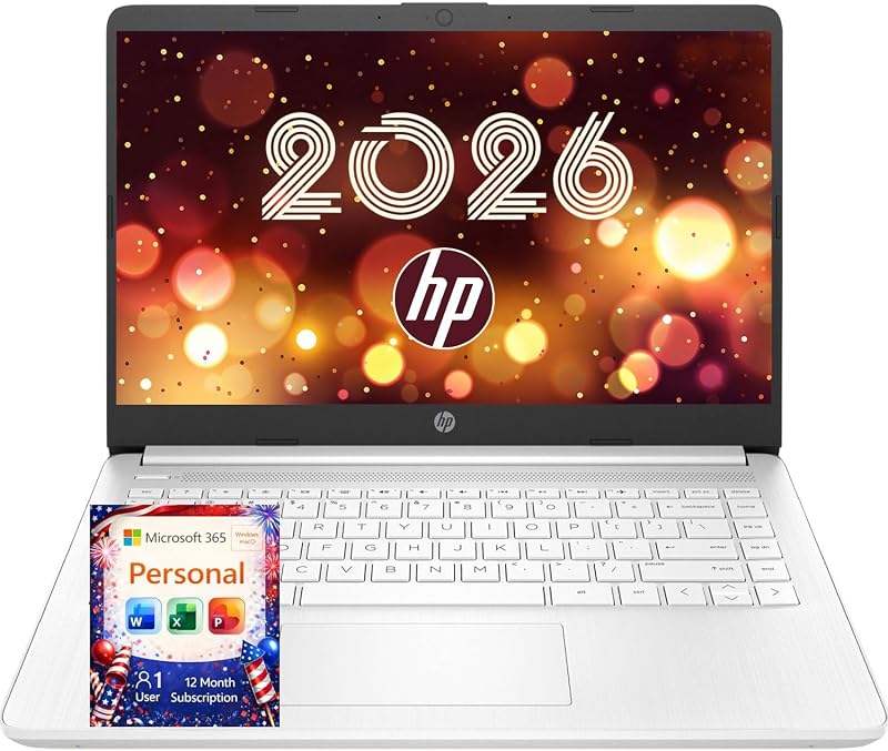 Ultrabook Laptop with Copilot AI • 2026 Edition • Latest Intel 4-Core N150 CPU • 128GB SSD + 1TB OneDrive, Microsoft Office 365 Included • Windows 11, Thin & Portable | w/o Mouse