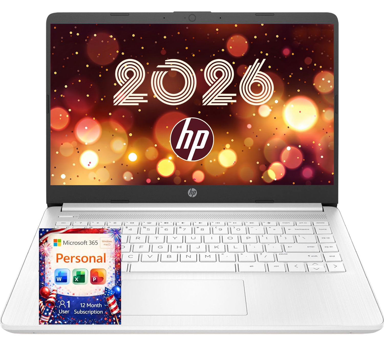 HP Ultrabook Laptop with Copilot AI • 2026 Edition • Latest Intel 4-Core N150 CPU • Microsoft Office 365 Included, 128GB SSD • Windows 11, Thin & Portable | w/o Mouse