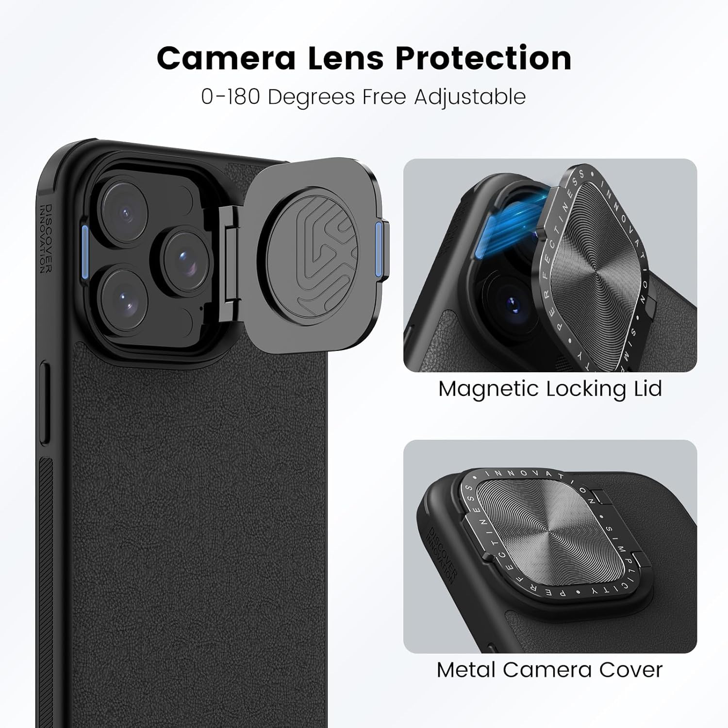 Nillkin for iPhone 15 Pro Max Case, Vegan Leather Case Compatible with MagSafe, Built-in Kickstand, Upgraded Camera Protection, Shockproof Protective Phone Case for iPhone 15 Pro Max, Black - Image 3