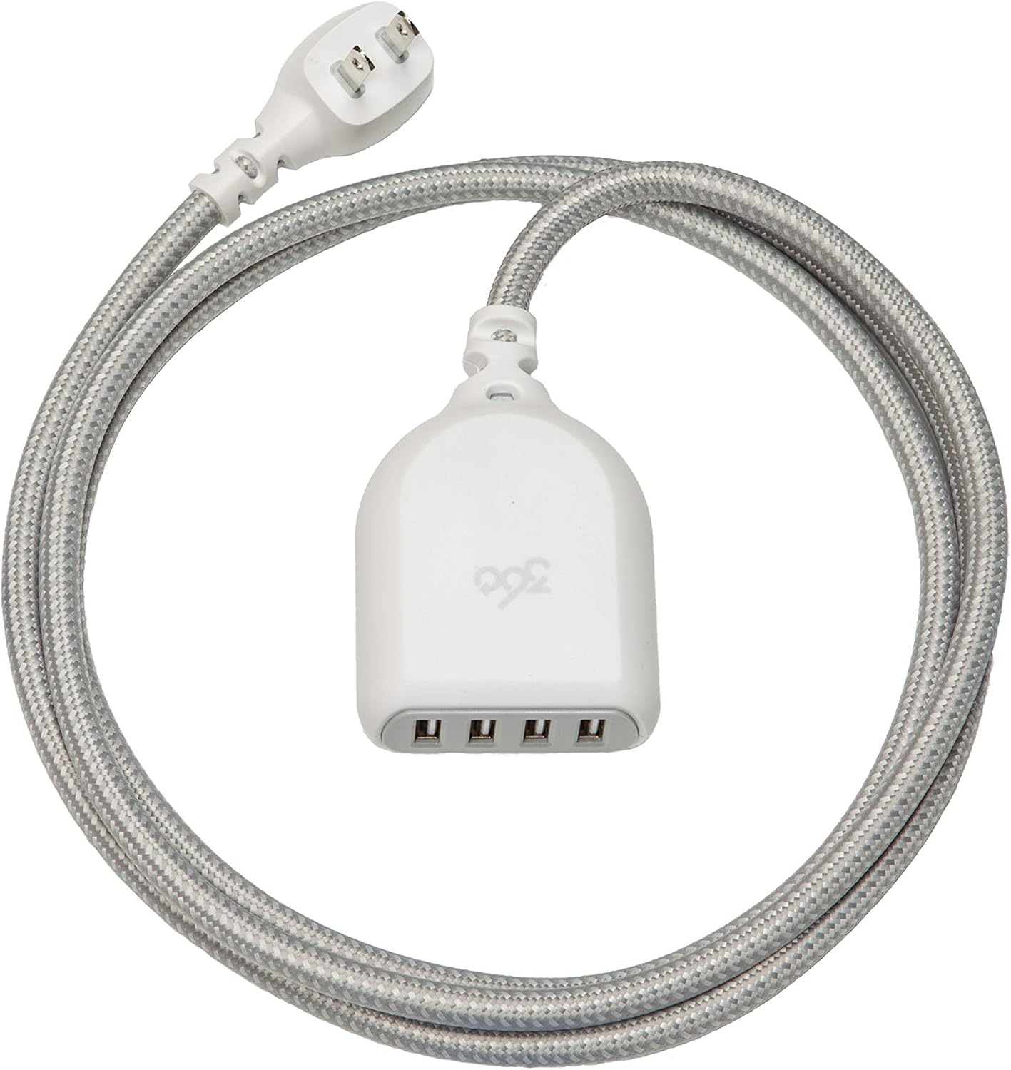 360 Electrical 360623 Habitat4.8 Braided w/ 4.8A 4-Port USB Extension Cord, 6 ft, Tungsten