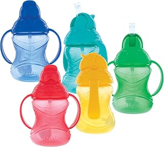 Nuby No-Spill Flip N' Sip Clik-It Cup with 360 Straw, 8 Ounce, Colors May Vary, Multicolor