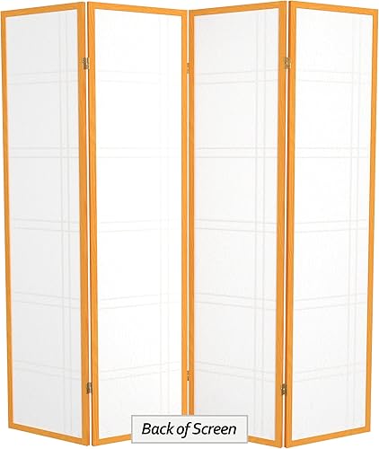 Miniatura 7 de Oriental Furniture - Pantalla Shoji de doble cruz de 6 pies de alto, color miel, 4 paneles
