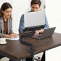 Vista 4 de Telescopic Stand for Laptop Display, with Stable Elevation Support, Black, Computer Bracket Adjustable Display Arm, Tablet Holder Desktop Clamp
