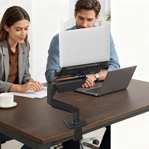 Miniatura 4 de Telescopic Stand for Laptop Display, with Stable Elevation Support, Black, Computer Bracket Adjustable Display Arm, Tablet Holder Desktop Clamp