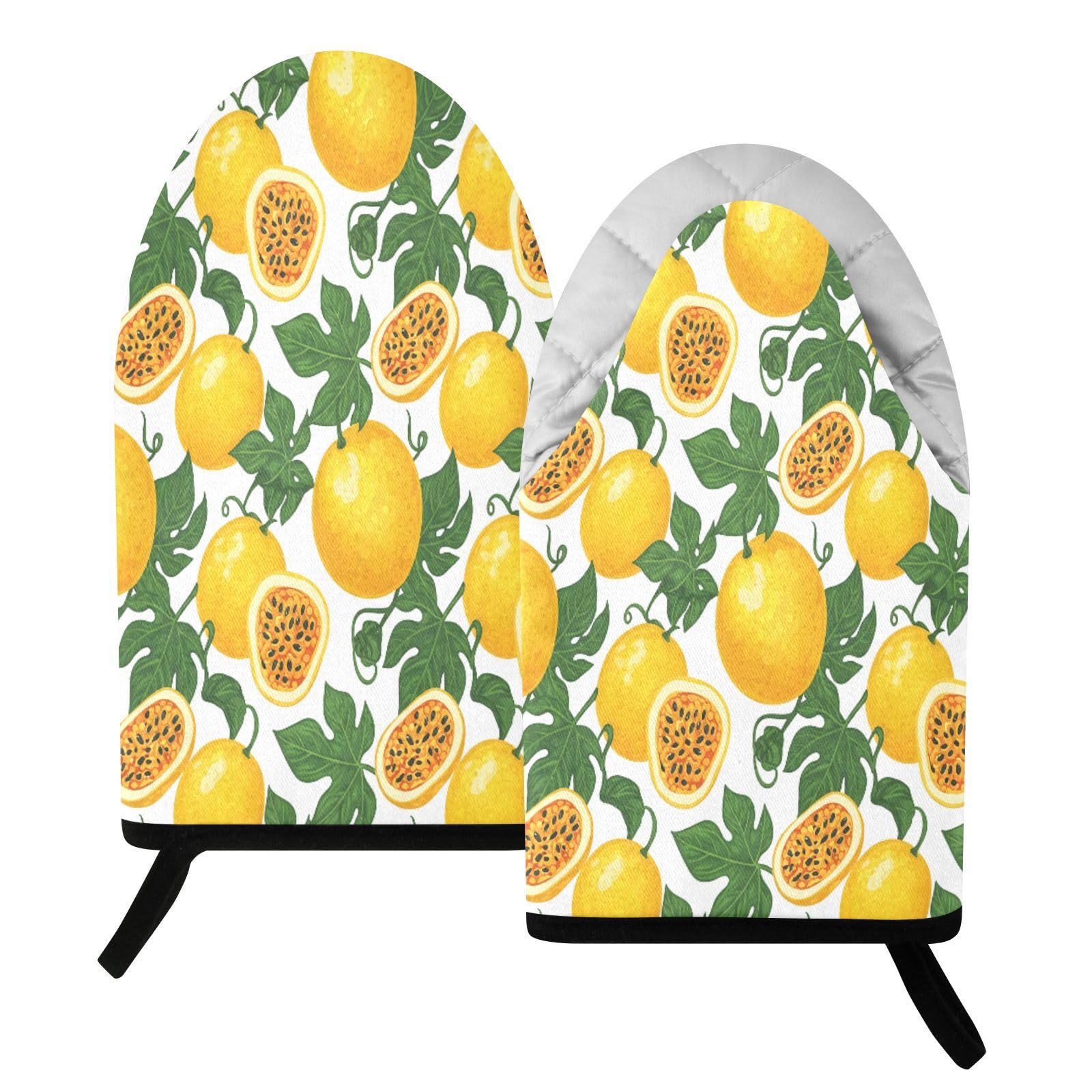 BURSTDDY Lemons and Passionfruit Oven Mitt,Heat Resistant Kitchen Mitts for Cooking