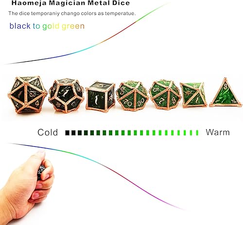 Miniatura 4 de Juego de dados de metal que cambian de color, dados para DND, dados para juegos de rol para Dungeons and Dragons (de negro a verde)