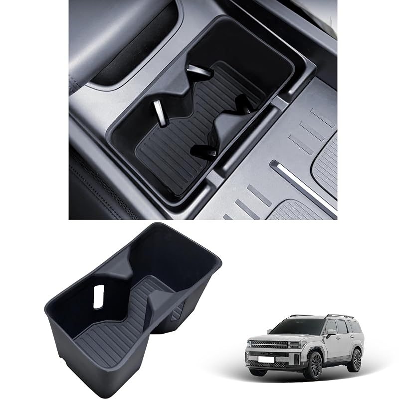 Inserto para Porta-Copos da Console Central Hyundai Santa Fe 2024–2026 em Silicone Preto SENSHINE C54001