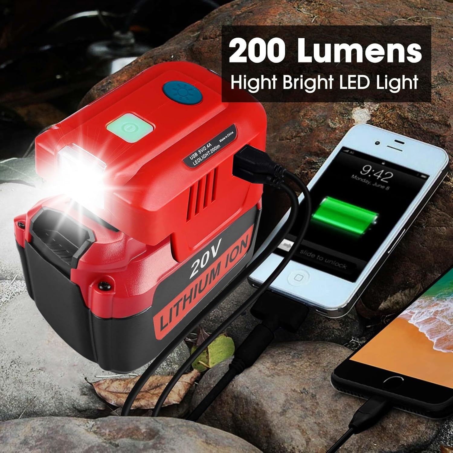 Power Inverter for Craftsman 20V Battery,for Craftsman 150W Portable Power Supply Inverter,DC 20V to AC 120V Power Inverter for Craftsman w/AC Outlet & LED Light (No Battery)