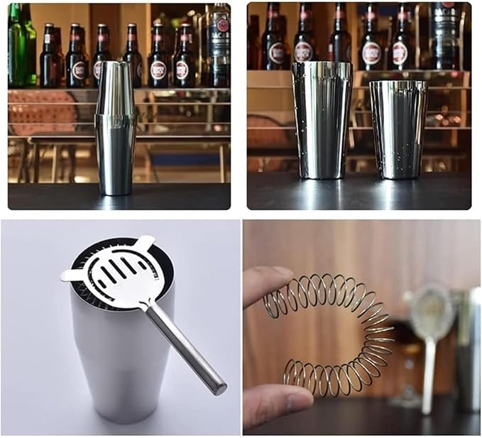 Set de coctelera de acero inoxidable para bartender miniatura 4