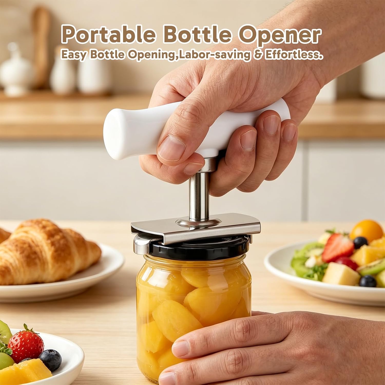 2 Pcs Adjustable Stainless Steel Jar Opener, Lid Gripper Tool for Seniors, for Most Jar Sizes and Bottles