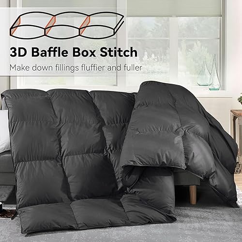 Miniatura 3 de SNOWMAN - Edredón pesado, 75% plumón, tamaño Queen, 8 pestañas en las esquinas, cálido en climas frescospersonas friolentas, algodón suave a prueba