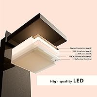 Vista 6 de Lámpara de pared para exteriores, lámpara de pared para exteriores del atardecer al amanecer, aplique de pared LED negro con vidrio templado